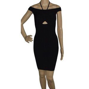 Express Dress Womens XXS Black Sweater Tank Sheath bodycon rib knit cutout 00